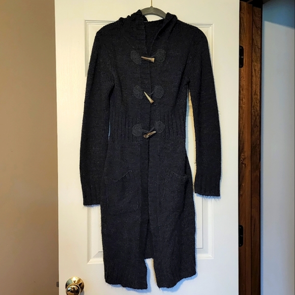 One Step Ahead Sweaters - Long Hooded Cardigan Sweater